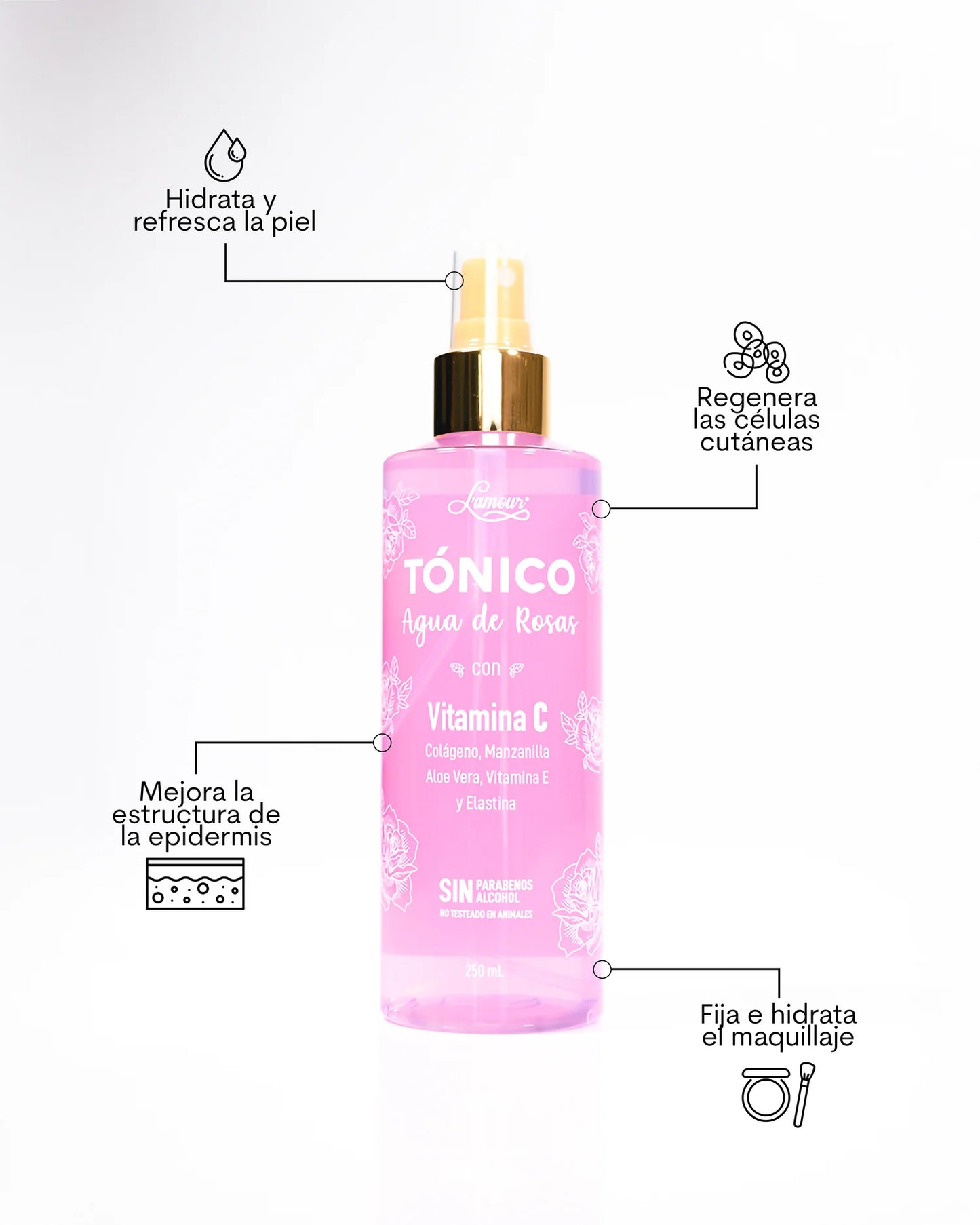 Tónico agua de rosas Facial La’mour/La’mour Rose Water Facial Tonic